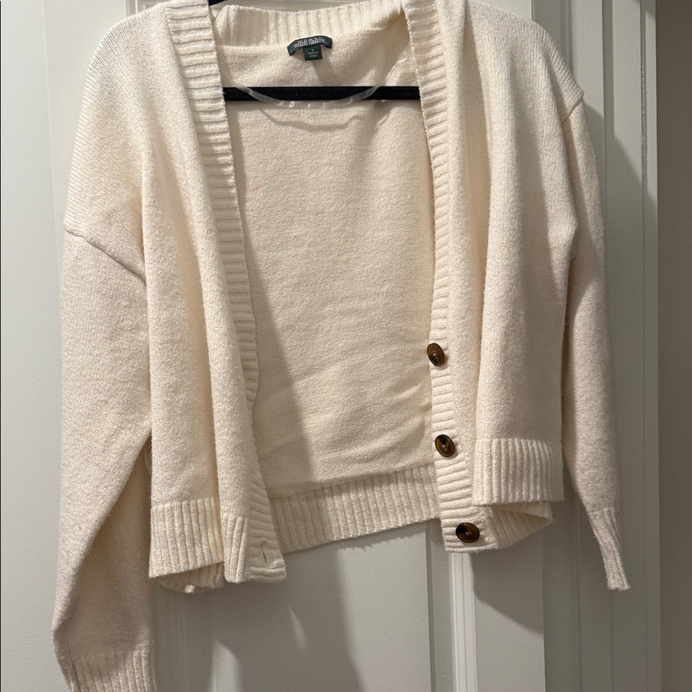Wild Fable Cream Button-Up Cardigan